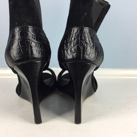 BCBGMaxazria Black Cage Wedge Heel Bootie Samira 6 - Picture 4 of 6